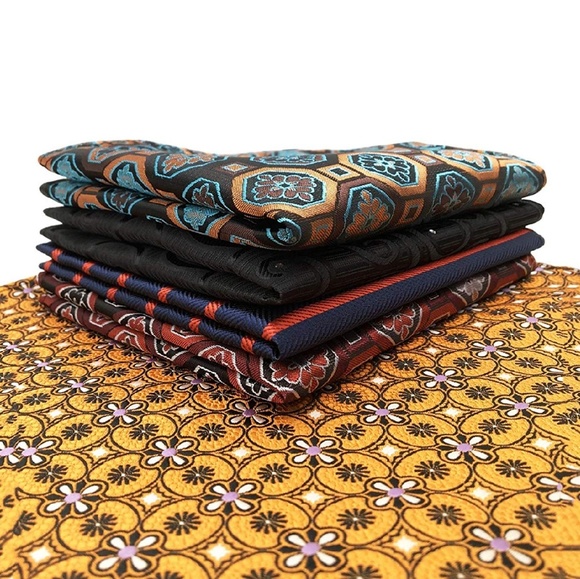 Mens Set of 11 Striped Check Floral Pocket Squares - Picture 4 of 7